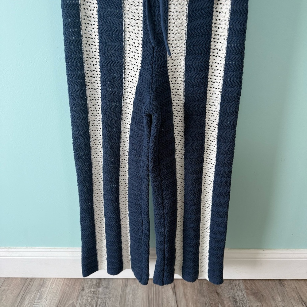 Free People Joan Fauxchet Crochet Set Size S One Shoulder Top Low Rise wide Leg - Picture 8 of 16